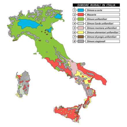 Map of rural dwellings in Italy