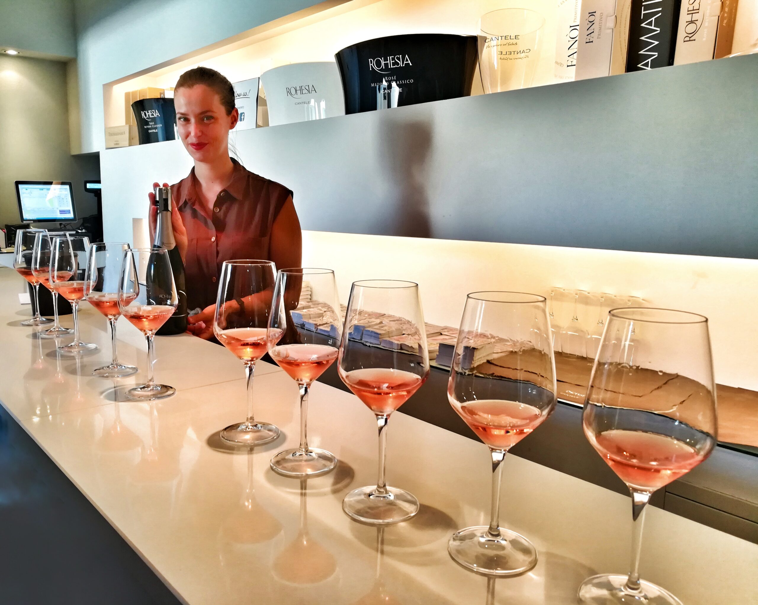 Rohesia Rosé wine tasting at Cantele Winery