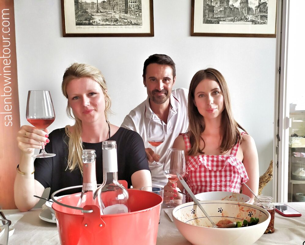Salento traditional dishes and wine pairing on the table