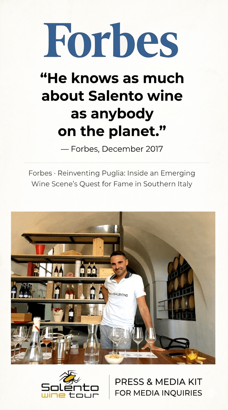 Forbes Magazine logo – recognizing Stefano Spagnolo as a leading authority on Puglian wines and terroir