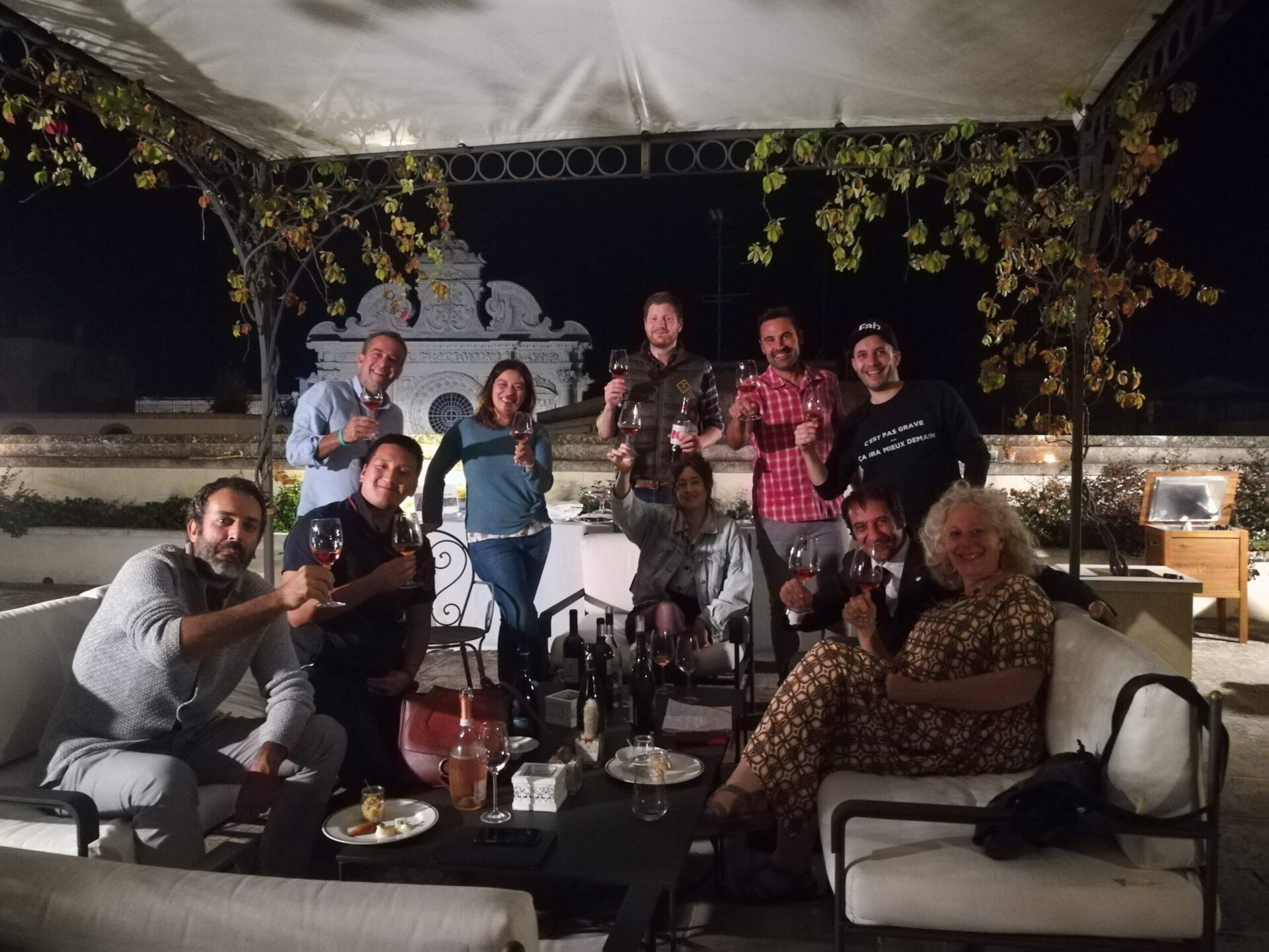 Group of international wine journalists and experts on Patria Palace rooftop in Lecce during Negroamaro Stories press tour
