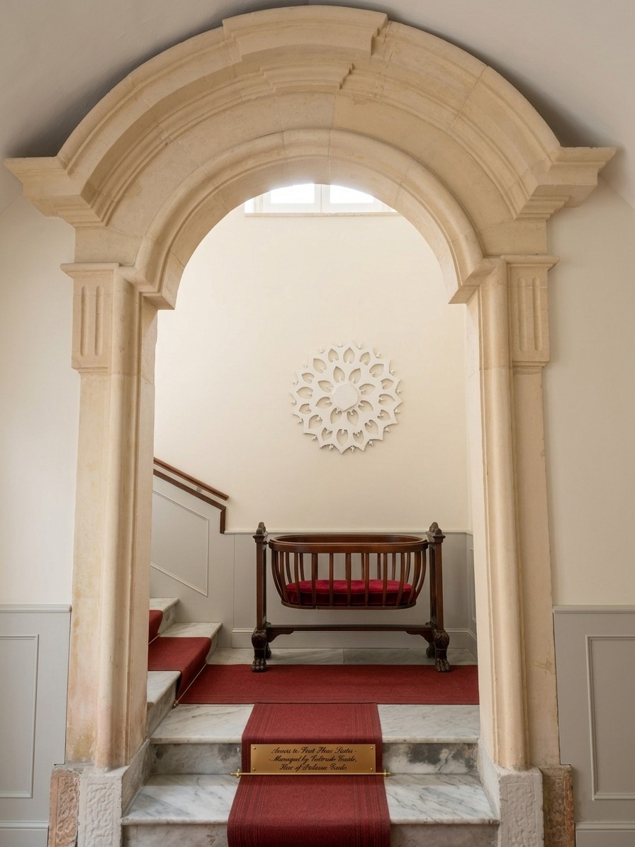 Historic marble staircase inside Palazzo Guido leading to luxury suites