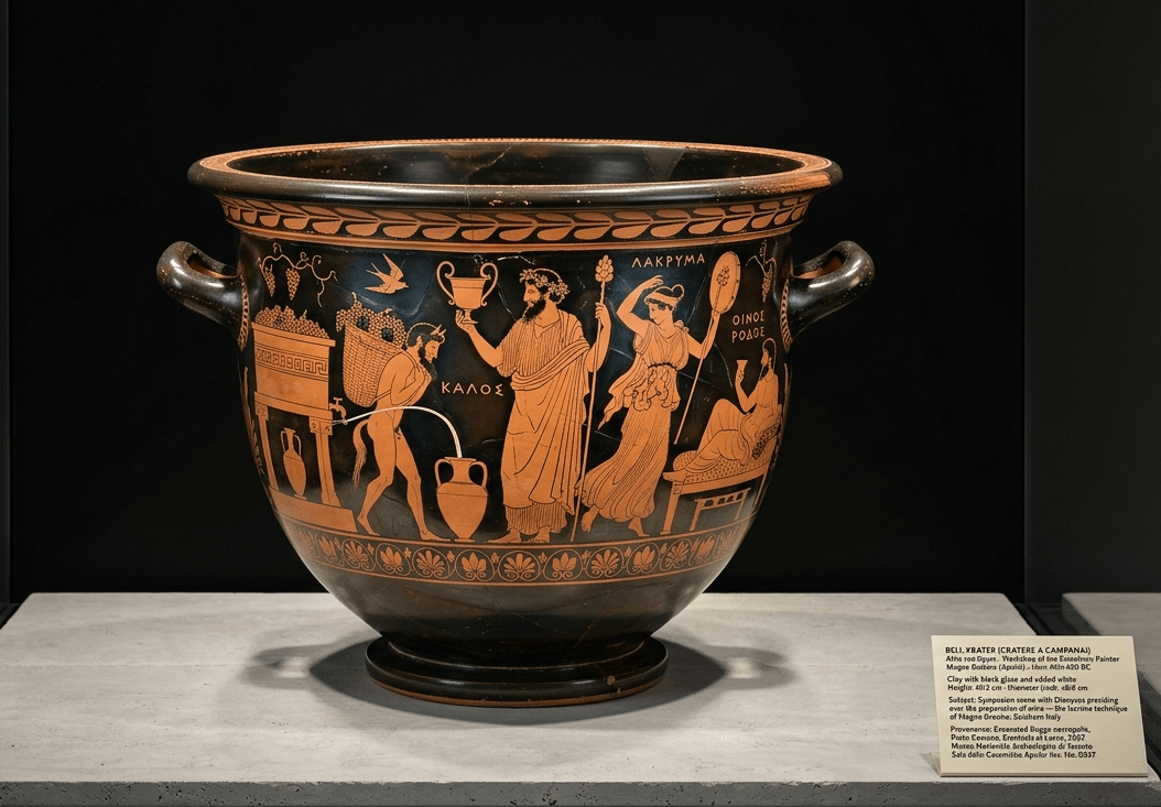 Ancient Greek krater ceramic vessel from Magna Graecia period found in Salento