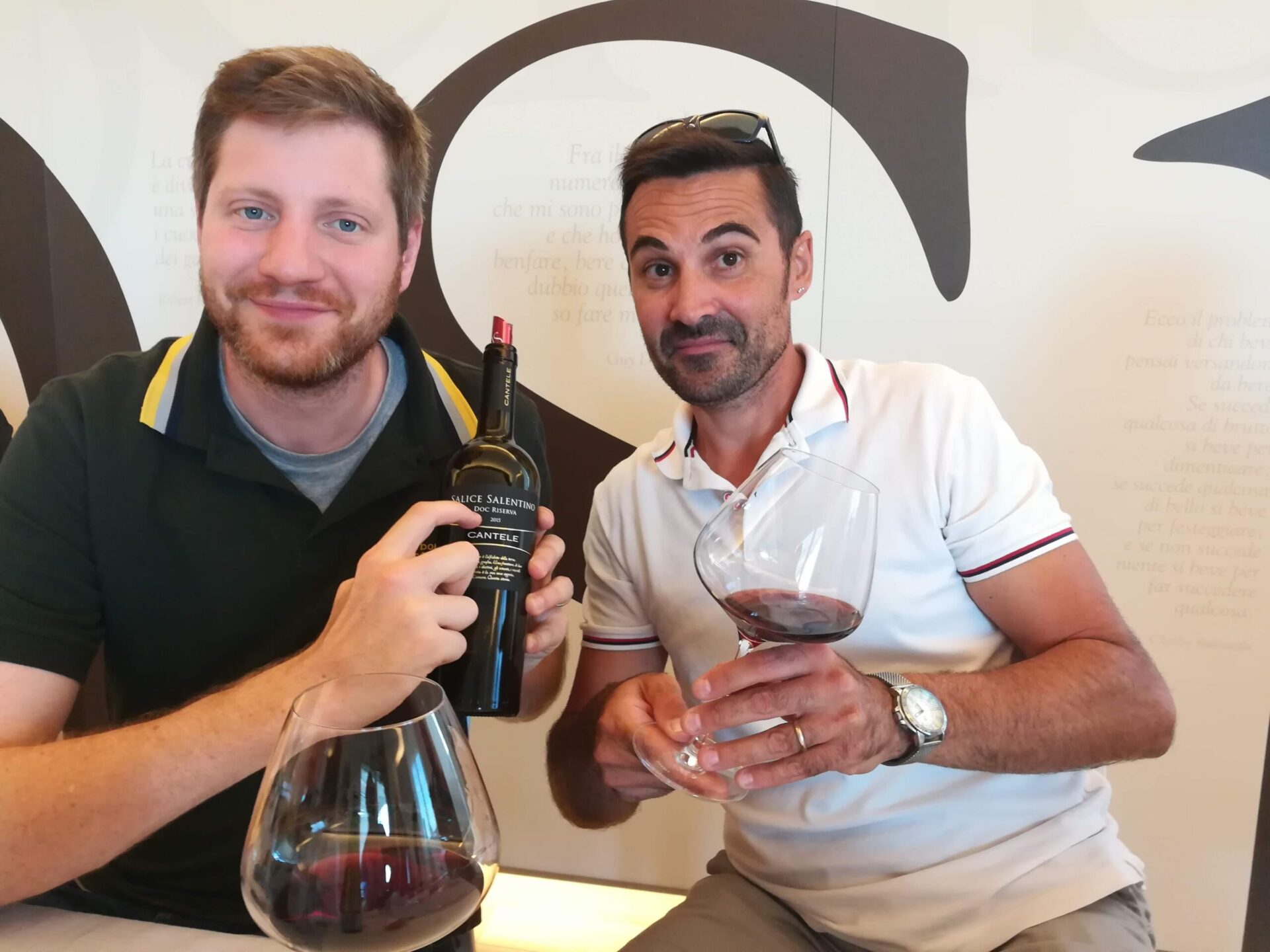 Paul Caputo tasting wine at Cantele winery during Negroamaro Stories educational tour