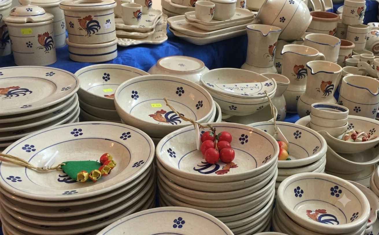 Salento Ceramics Cutrofiano Traditional Salento ceramics with rooster motif from Cutrofiano